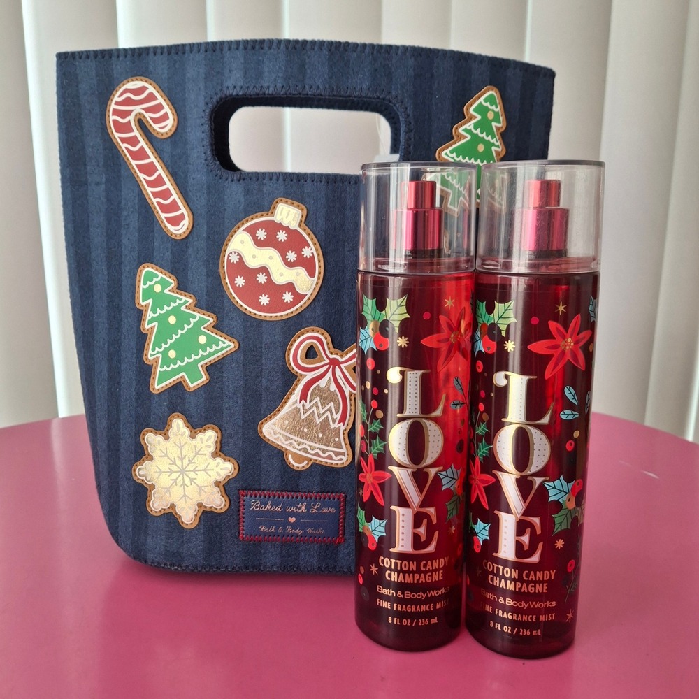 Bath & Body Works COTTON CANDY CHAMPAGNE Fragrance Mist 8oz Set of 2 with Bag